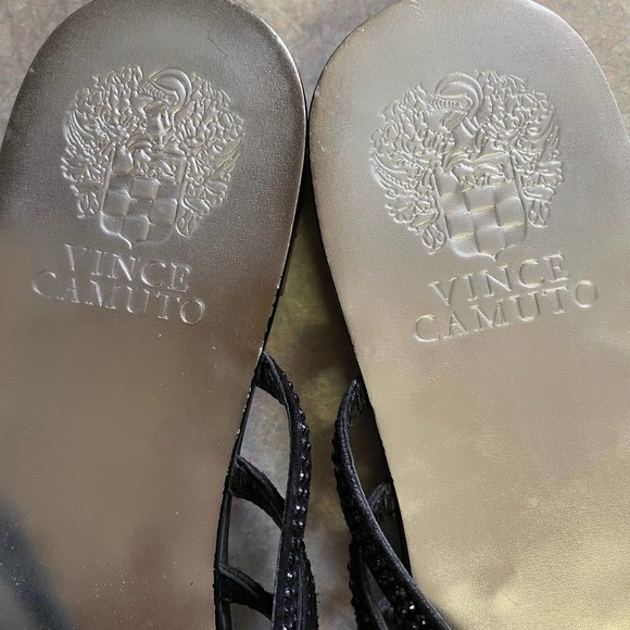 Vince Camuto Black Rhinestone Thin Strappy Coastal Modest Vacation Resort Fli… - Picture 6 of 7